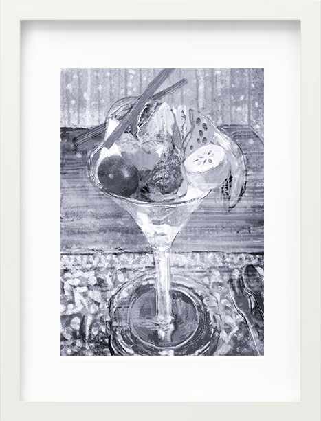 モノクロ花の絵プリント A4 村木映理子　かちゃり、しゃり、すけてる_f_white