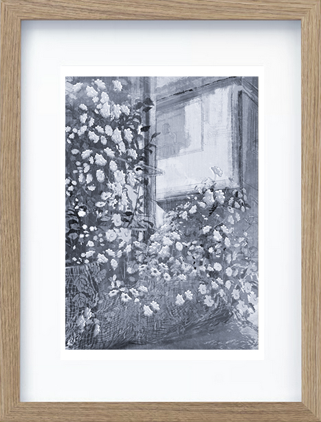 モノクロ花の絵プリント A4 村木映理子きいろい花あのひとf_brown